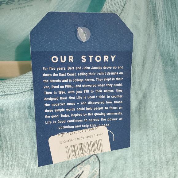 Life Is Good Womens Blue Be Hoppy Flower Crusher Tee Short Sleeve Size Medium - Picture 7 of 7